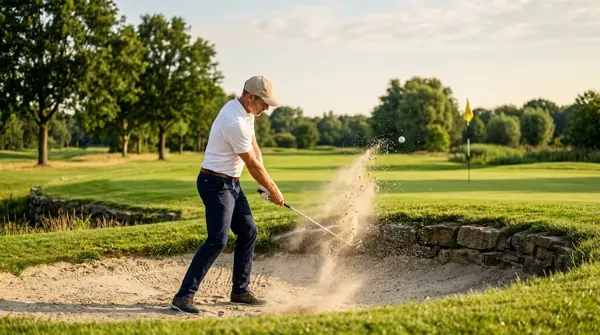 Illustratie bij golfregel 12: Spelen vanuit de Bunker