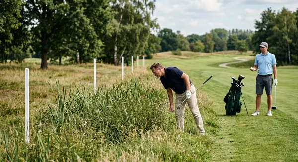 Illustratie bij golfregel 18: Bal kwijt, buiten de baan of vooruitspelen